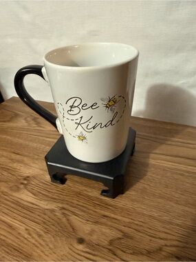 Bee Kind White Ceramic Mug with Black Handle